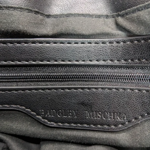 Badgley Mischka Vegan Leather Crossbody, Black Diamond-Quilted Pyramid-Studded - Picture 8 of 16